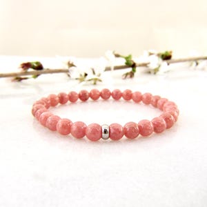 rhodochrosite bracelet | gemstone bracelet | pink gemstone bracelet | genuine natural | stretch bracelet | 6mm bracelet