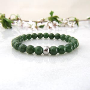 nephrite jade bracelet | russian jade | jade bracelet | green jade | genuine natural | gemstone bracelet | stretch bracelet | 8mm bracelet