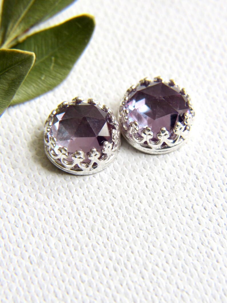 Alexandrite stud earrings in sterling silver lab grown ...