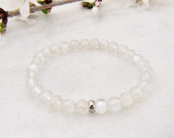 rainbow moonstone bracelet | moonstone bracelet | blue flash | clear rainbow moonstone | gemstone bracelet | June birthstone | 6mm