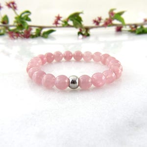 rose quartz bracelet | madagascar rose quartz bracelet | mauve pink rose quartz | gemstone bracelet | stretch bracelet | 8mm