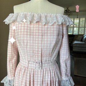 Pink Gingham Wedding Dress Brigitte Bardot inspired 1950s Country French Dress Bild 3