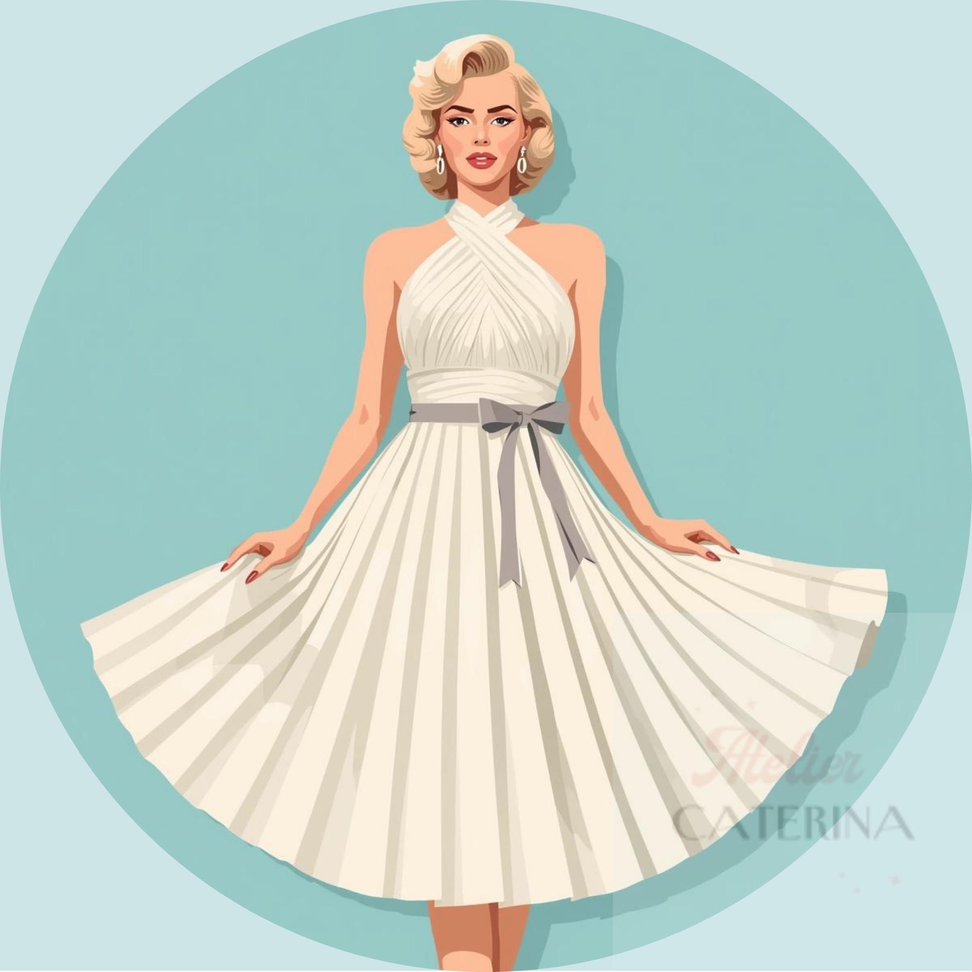 sachin and babi light blue dress Marilyn Monroe Style Cocktail White Midi Dress