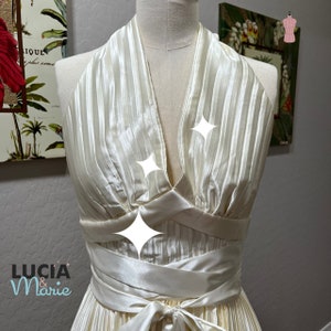 White or Ivory Satin Halter Top Dress, Anniversary or Subway Dress Marilyn Costume by Lucia & Marie (made-to-order)