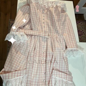 Pink Gingham Wedding Dress Brigitte Bardot inspired 1950s Country French Dress Bild 10