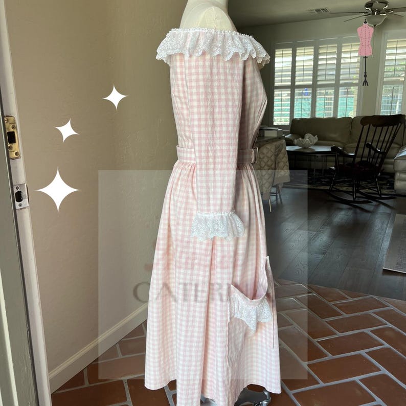 Pink Gingham Wedding Dress Brigitte Bardot inspired 1950s Country French Dress Bild 6