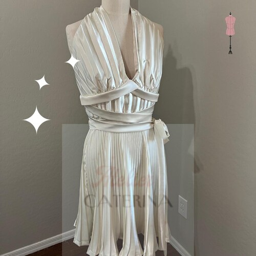 open lace back dress Marilyn Monroe's Iconic Ivory Subway Dress from "The seven year itch"  Handmade to Order 1950s Vintage Style