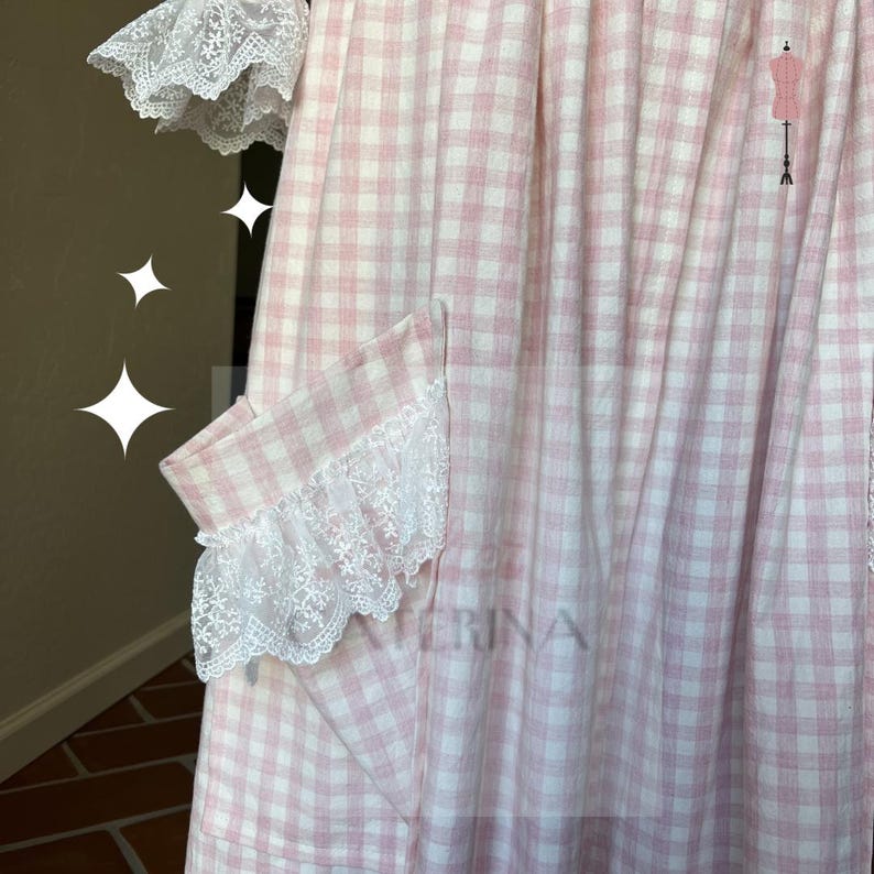 Pink Gingham Wedding Dress Brigitte Bardot inspired 1950s Country French Dress Bild 7