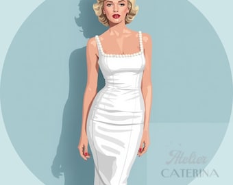 Little White Dress – Marilyn Monroe–Inspired Sheath Dress | Civil Wedding, Bridal Shower, Hollywood Glamour
