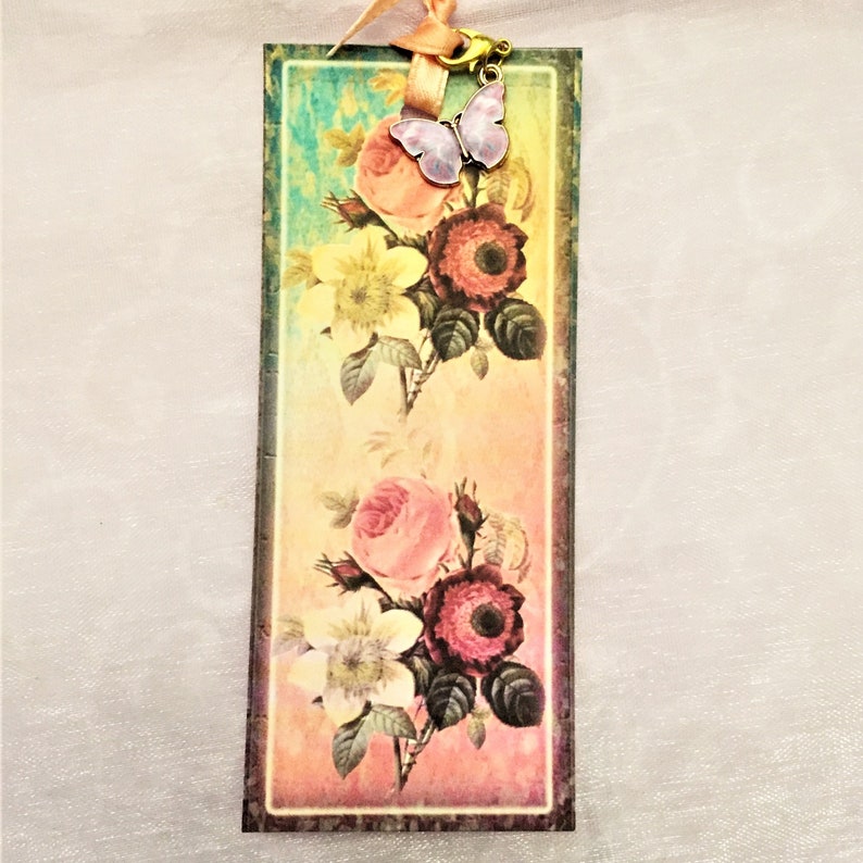 Bohemian Flowers Bookmark Butterfly Charm Bookmark Shabby | Etsy