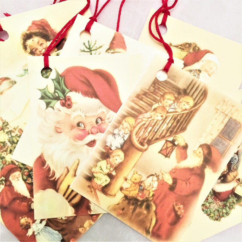 Nostalgic Santa Christmas Gift Tags  Old World Santa image 0