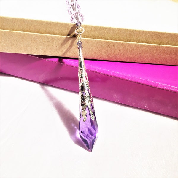 Crystal Prism Ornament - Purple Crystal Ornament - Purple Holiday Decor - Crystal Christmas Ornament - Crystal Window Dangle - Teacher Gift