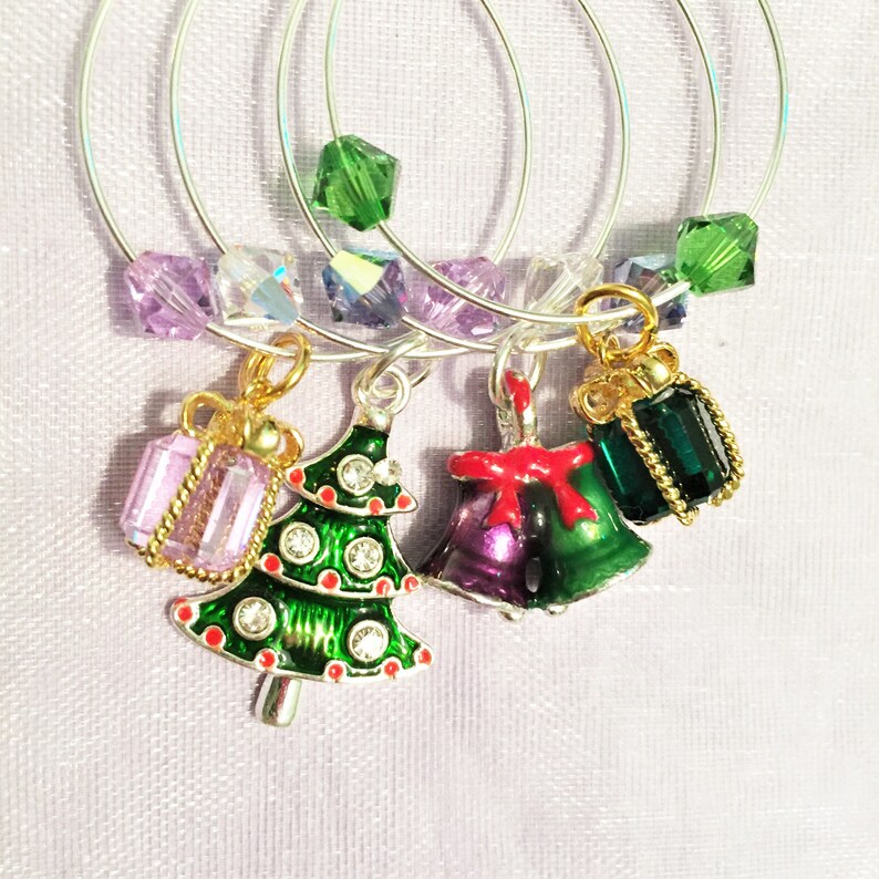 Sparkly Christmas Swarovski Crystal Wine Glass Charms  image 0