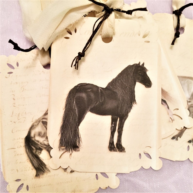 Horse Gift Tags  Victorian Horse Gift Tags  Shabby Horse image 0