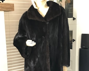 Women Beautiful Natural Ranch MINK Fur Coat Sz. 16 Plus