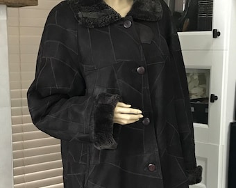 Hide Society レディース ブラック パッチワークスタイル 本物のシープ