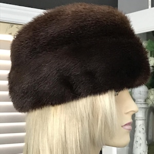 Men Dark Brown BEAVER Fur Hat ex-Small