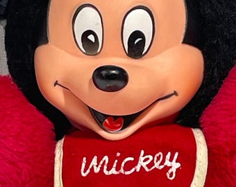 Vintage Rubber Face Mickey Mouse Plush Doll Walt Disney Productions
