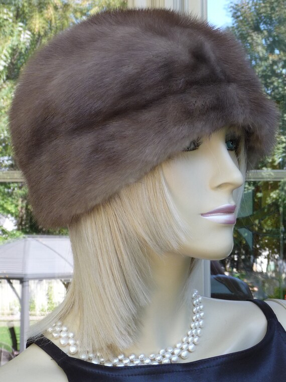 Women Dark Grey Mink Fur Hat - Etsy