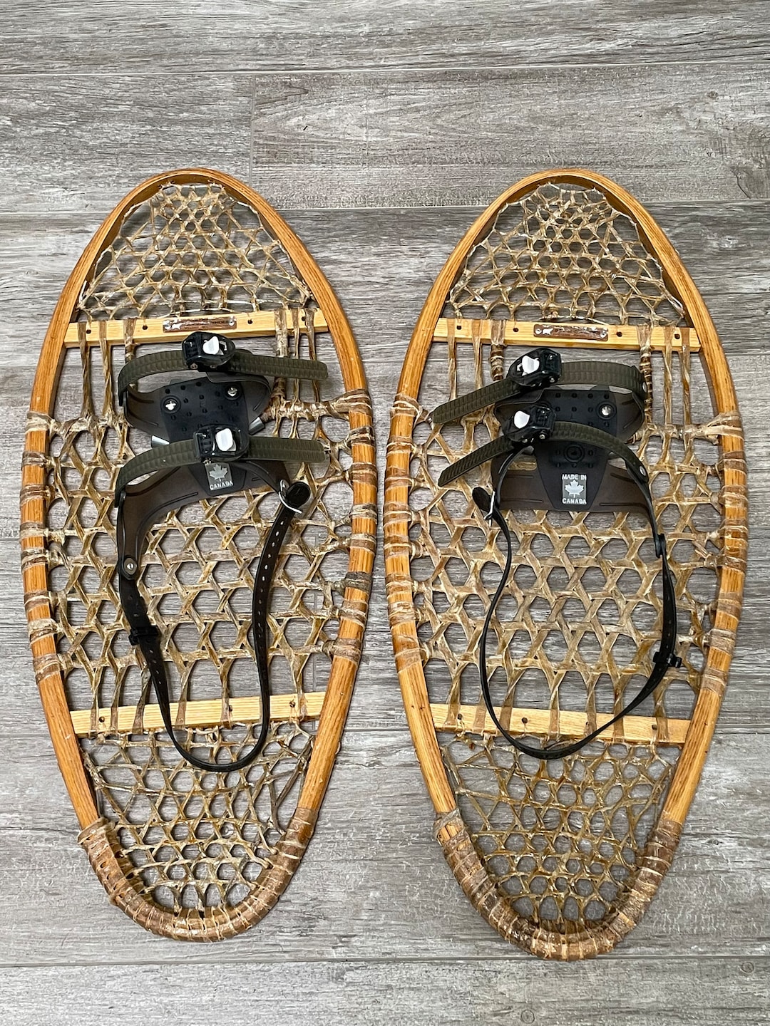 VTG Native Bear Paw Torpedo Leather Rawhide Snowshoes 14 X 32 Made in Canada Etsy