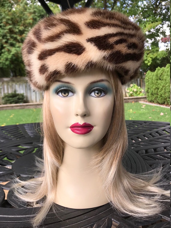 Women Leopard Print Mink Fur Hat