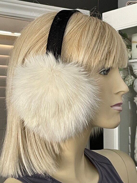Women Beautiful Authentic FOX Fur Earmuffs Hat - image 3