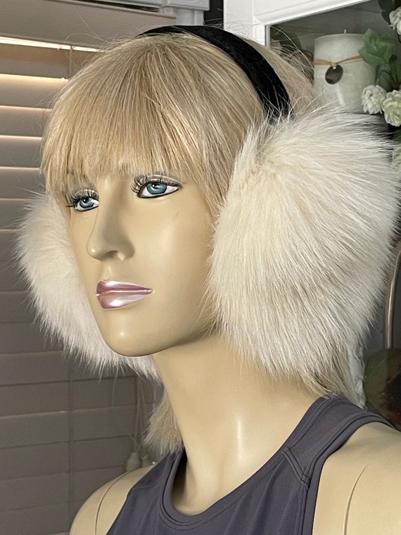 Women Beautiful Authentic FOX Fur Earmuffs Hat - image 1