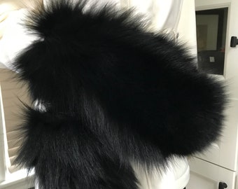 ブラックフォックスファーコート、7分丈 - サイズXL - Etsy 日本