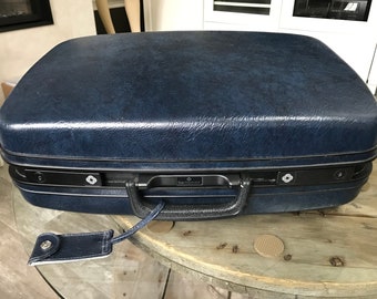 VTG Blue Samsonite Carry Pak 46 Hard Shell Case Suitcase Travel Luggage w/Key Made in USA