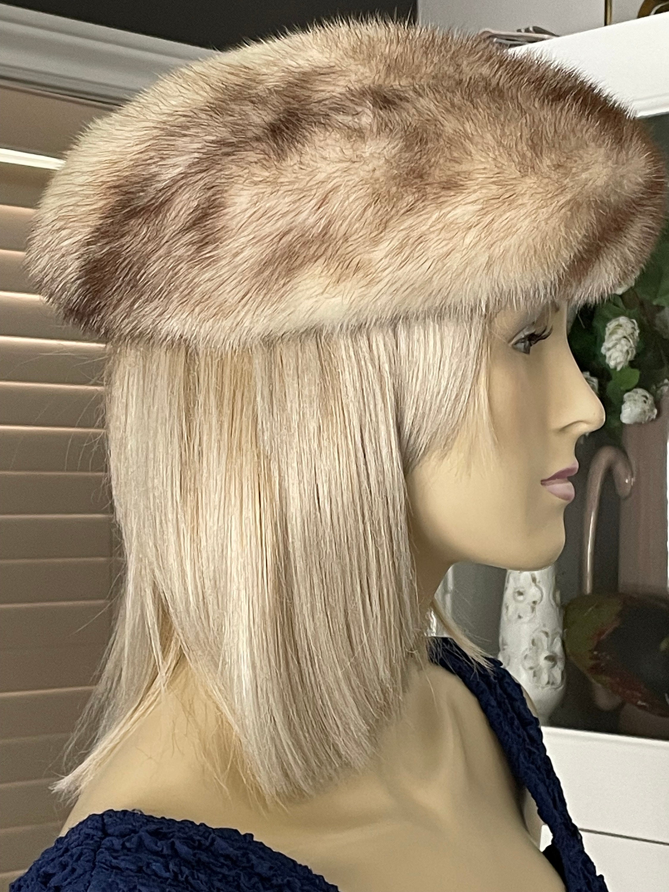 Vintage Mink Beret With Unique Cross Brim Hat from Canada Almost 21\