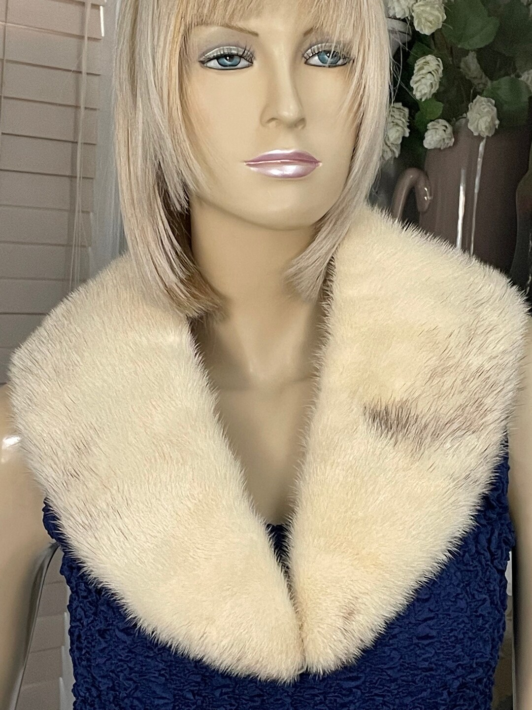 Women Beautiful Cross Mink Fur Scarf Wrap Collar Etsy
