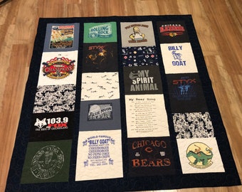 Keepsake custom made t-shirt quilt made to order using your t-shirts