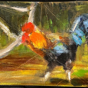Original Painting - Colorful Rooster Study Oil Painting