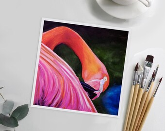 IMPRESIÓN ARTÍSTICA - "Flamenco" - Impresión artística de pintura acrílica de flamenco rosa