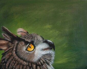 Wisdom - 9x 12 Print of Zeus the Blind Owl, Original Acrylic