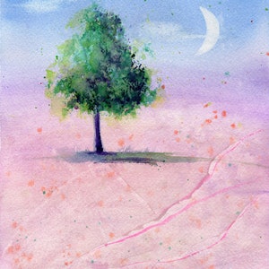 Original Painting - Fantasy Landscape Watercolor Painting