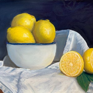 Original Painting - Lemon Bowl Soft Pastel Painting