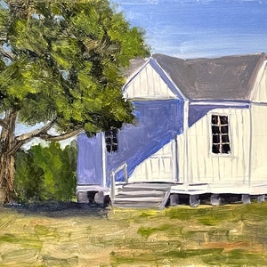 Original Painting- Texas Historical School Building Plein Air Oil Painting