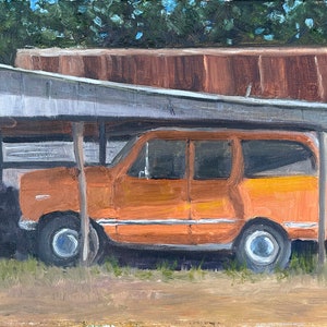 Original Painting - Vintage Car Plein Air Oil Painting