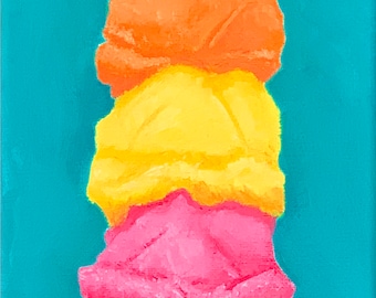 Pintura original - "Sueño de helado" - Bodegón de helado al óleo