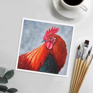 ART PRINT - Rooster Oil Painting Print Wall Decor Art Chicken Themed Kitchen Wall Art Gift Rooster Painting for Chicken Painting Print Gift