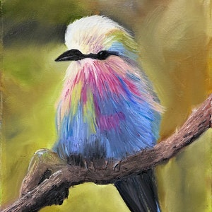 Original Bird Oil Painting Wall Decor Art Bird Painting Nature Themed Office Wall Art Gift Bird Lover Wall Art for Bedroom Colorful Bird Art