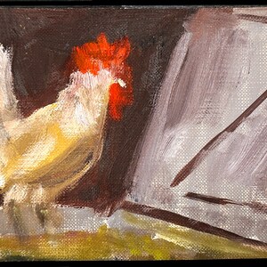 Original Painting - White Rooster Study Oil Painting