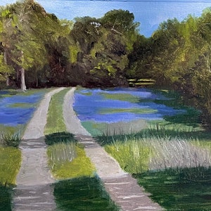 Original Painting - Texas Bluebonnet Landscape Oil Painting