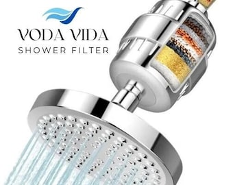 15-Stage Shower Filter: Removes Chlorine, Heavy Metals - For Healthy Skin & Hair