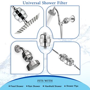 Universal Voda Vida Shower Filter Cartridge Replacement - Fits Standard Fixed, Rain, Handheld Showers, Inline Showers| High-Performance Water Filtration for a Healthier Shower Experience