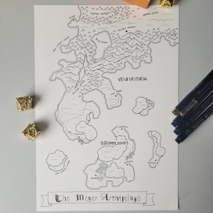Carte A4 personnalisée, dessinée à la main, fantastique pour les RPG