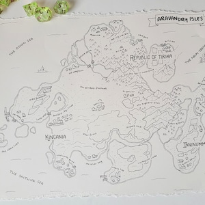 A3 benutzerdefinierte, handgezeichnete Fantasy-Karte für RPGs
