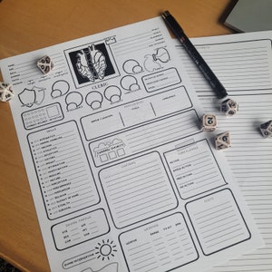 Dnd Cleric Character Sheet for 5th edition Dungeons and Dragons, printable and PDF
