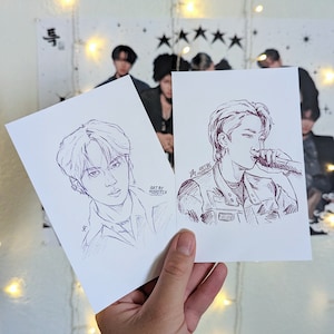 Han Jisung SKZ Stray Kids J.One Mini Print Poster Drawing Portrait Sketch Cool Kpop Idol